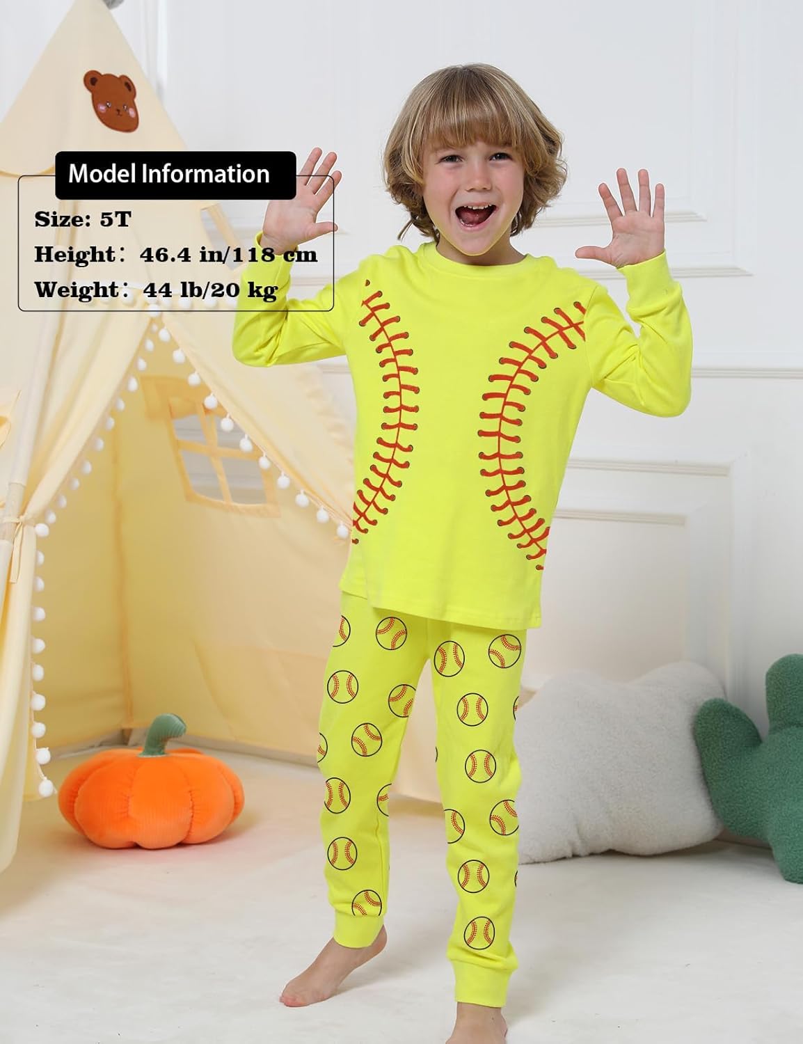 A&J DESIGN Cotton Sports Pjs for 2-14 Years Kids, 2-Piece Pajamas Set