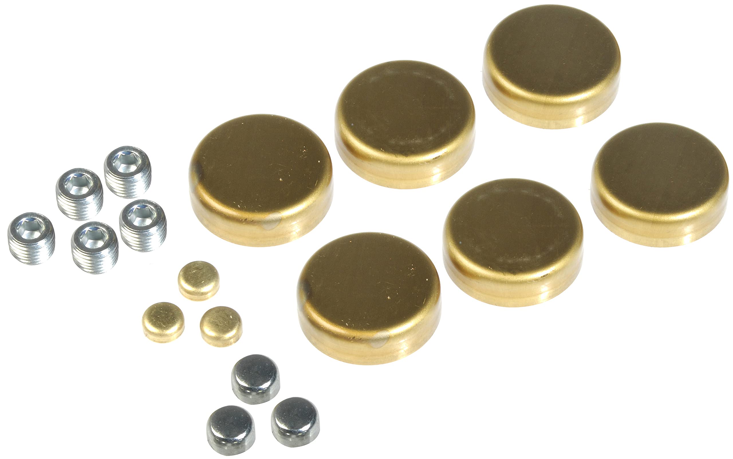 BRASS EXP PLUG KIT - Ford Brass Expansion Plug Kit, 17 Expansion Plugs, 5 Pipe Plugs - Welsh Plug - Freeze Plug - Core Plug - The plugs in this engine expansion plug kit are designed to match the original parts on specified vehicles. Made of quality materials, this kit components are engineered for reliable performance and durability. - Ford 1976-58, Mercury 1970-61 - Dorman 567-011 Brass Expansion Plug Kit, 17 Expansion Plugs, 5 Pipe Plugs Compatible with Select Ford/Mercury Models - DORMAN Brass Expansion Plug Kit for Ford - Dorman Freeze Plug 567-011