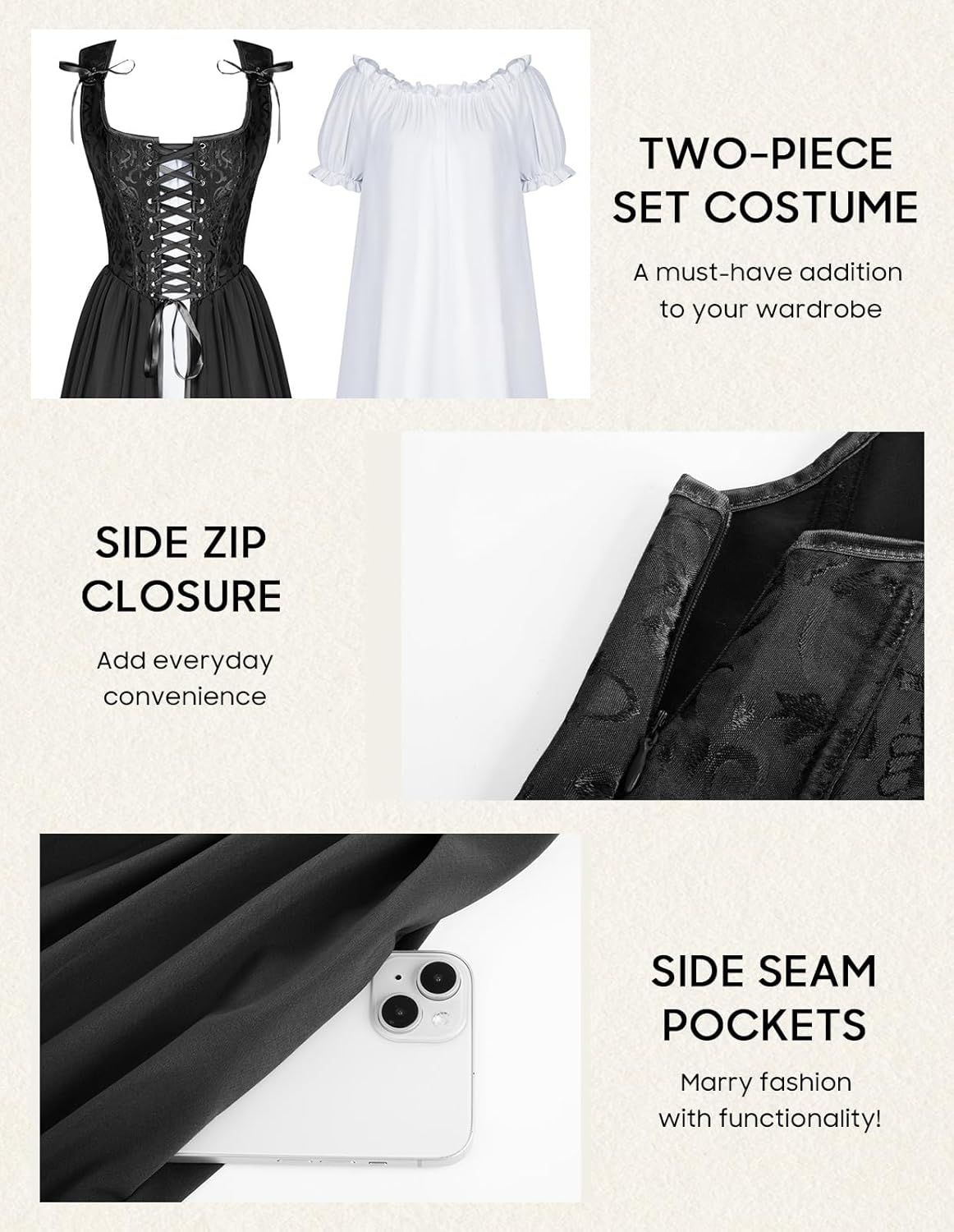 Scarlet Darkness Renaissance Costume Women Medieval Corset Dress Puff Sleeve Fairy Dress - Image 5