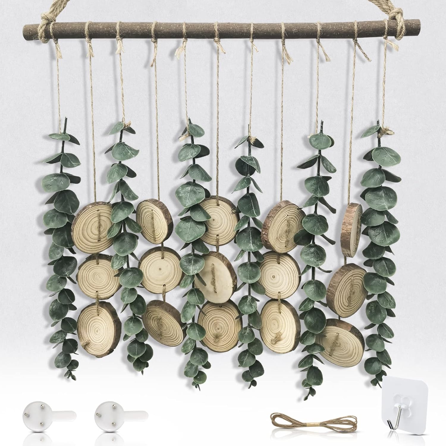 Rodelna Eucalyptus Wall Hanging Decor for Bathroom, Nursery, Bedroom and Greenery  Farmhouse , Boho Wall Decorations Green   