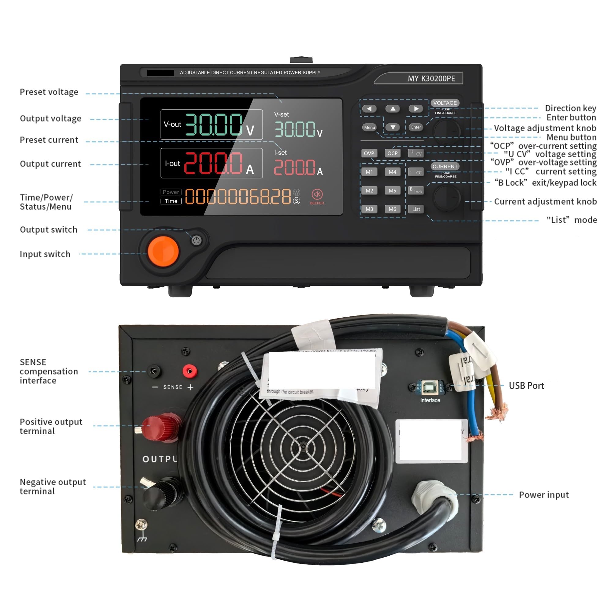alimentazione elettrica del laboratorio, Alimentatore da laboratorio CC regolabile, variabile, programmabile, da banco, alimentatore ad alta potenza, alimentatore programmabile regolabile(ETM-15100PC)
