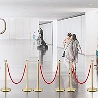 Vista 8 de VEVOR Cuerdas y Postes de Terciopelo 6 Piezas Cuerda de Terciopelo Rojo de 5 pies, Postes con Base Sólida y Remate de Bola, Barreras de Control