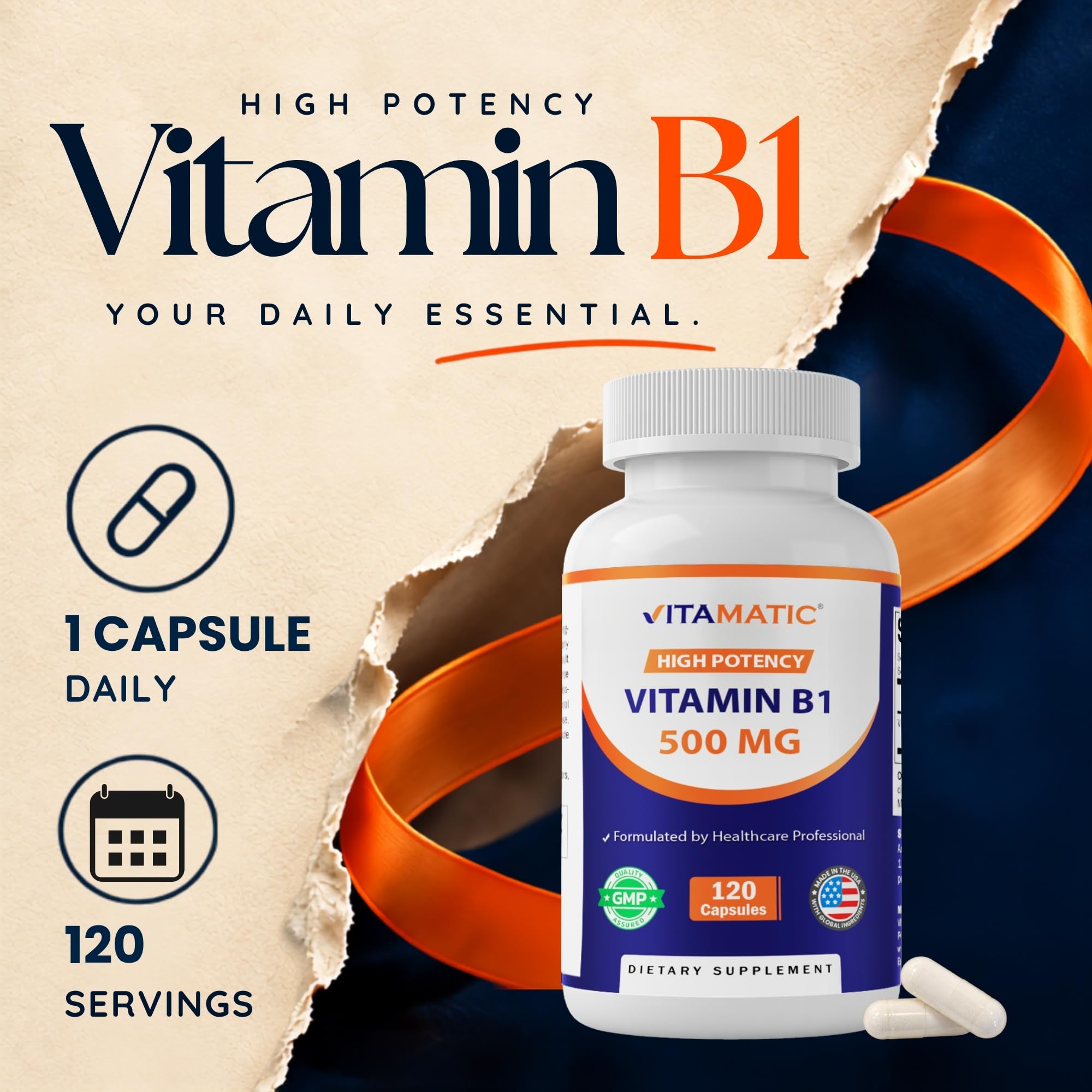 Vitamatic Vitamin B1 500 mg (Thiamine Mononitrate), 120 Capsules — Amazon image 5