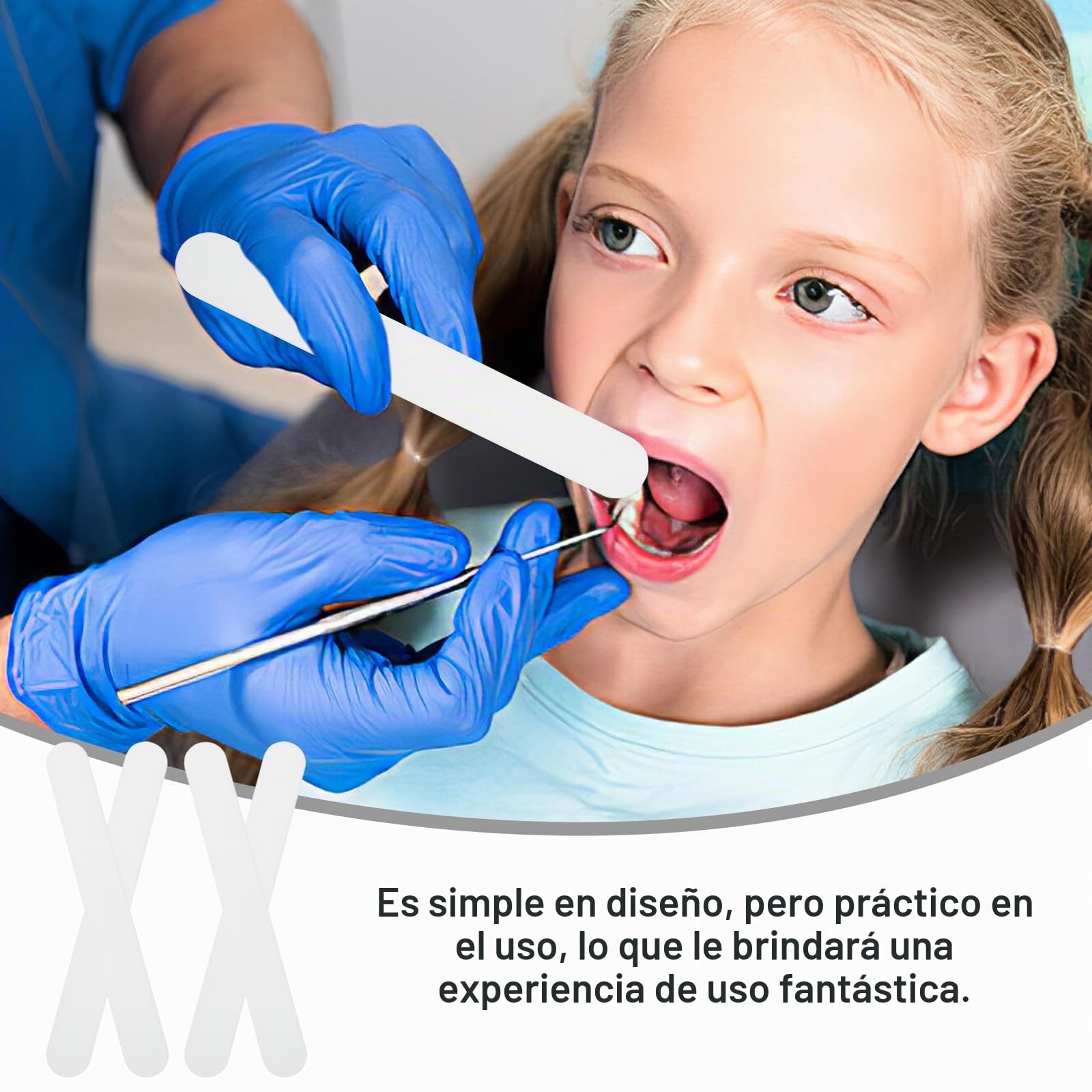 ULTECHNOVO 50 Uds Depresor de Lengua Dental de Plástico Depresor de Lengua de Plástico Depresor de Lengua de Metal Rascadores Labio Mejilla