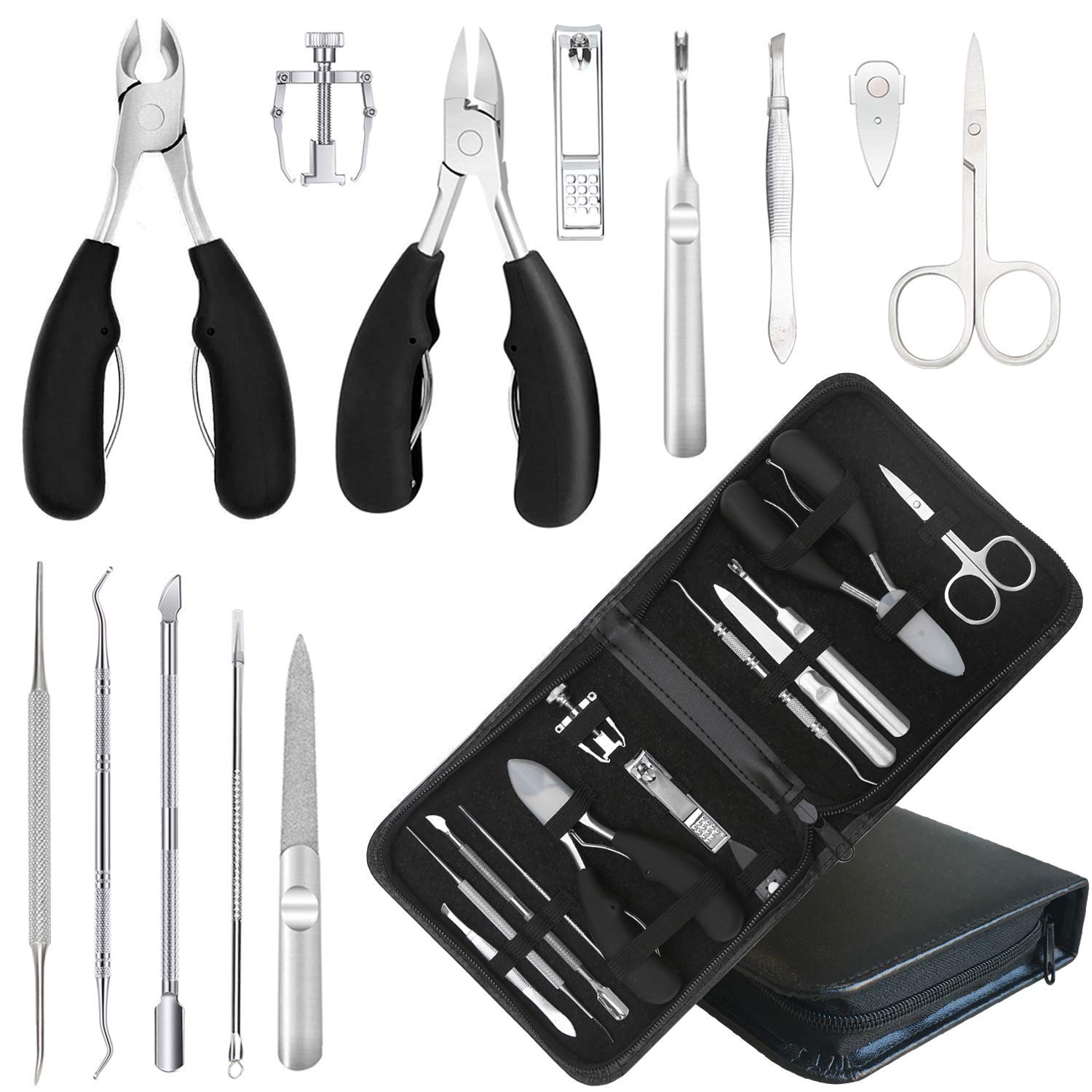 Shehadeh - Pedicure Manicure Set 14 Pieces Nail Case Nail Care Nail Clippers Nail Scissors Nail Clippers