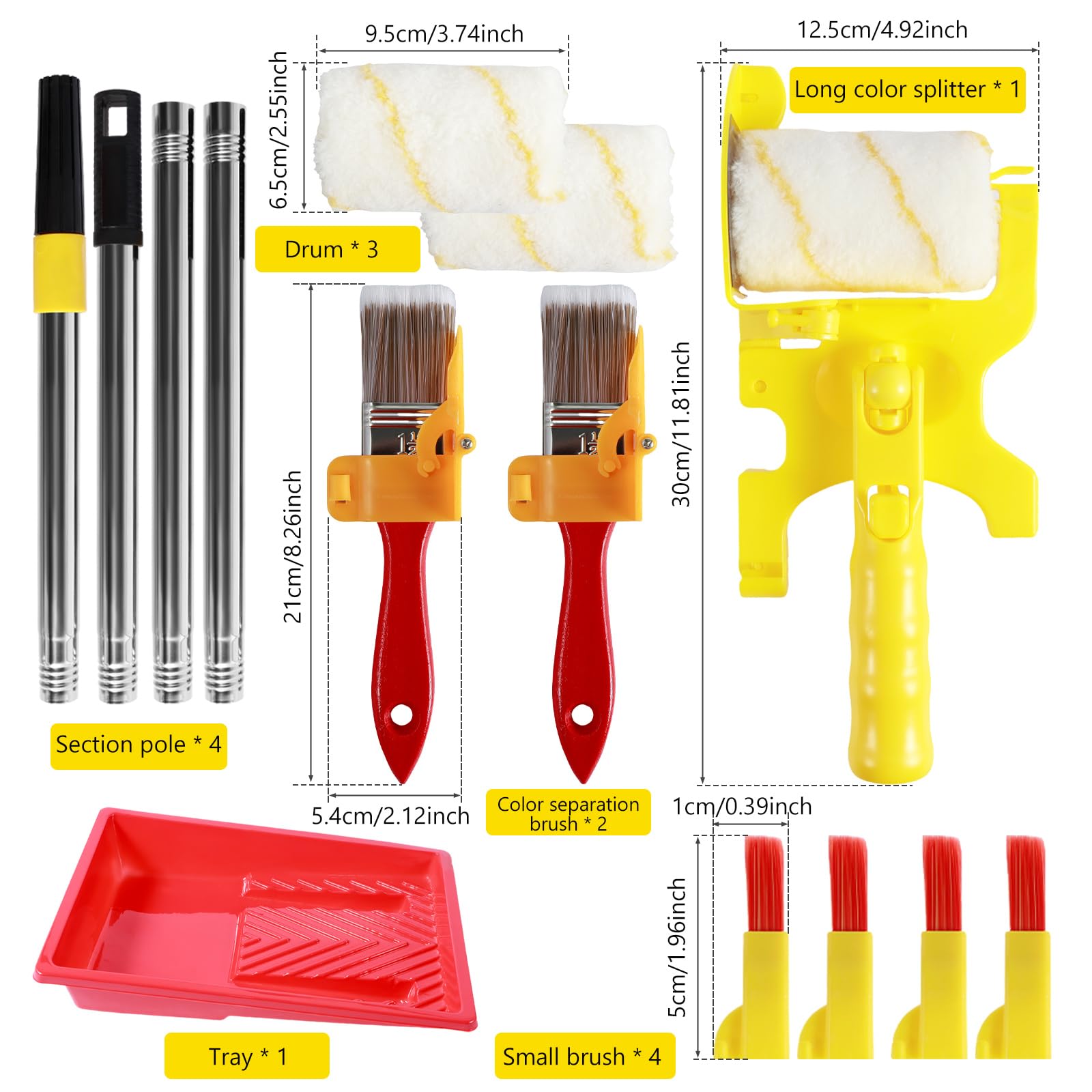 Juego de pinceles profesionales con rodillo de corte para bordes limpios, incluye bandeja de pintura y bordeadora de mano, herramientas de pintura portátiles para acabados suaves