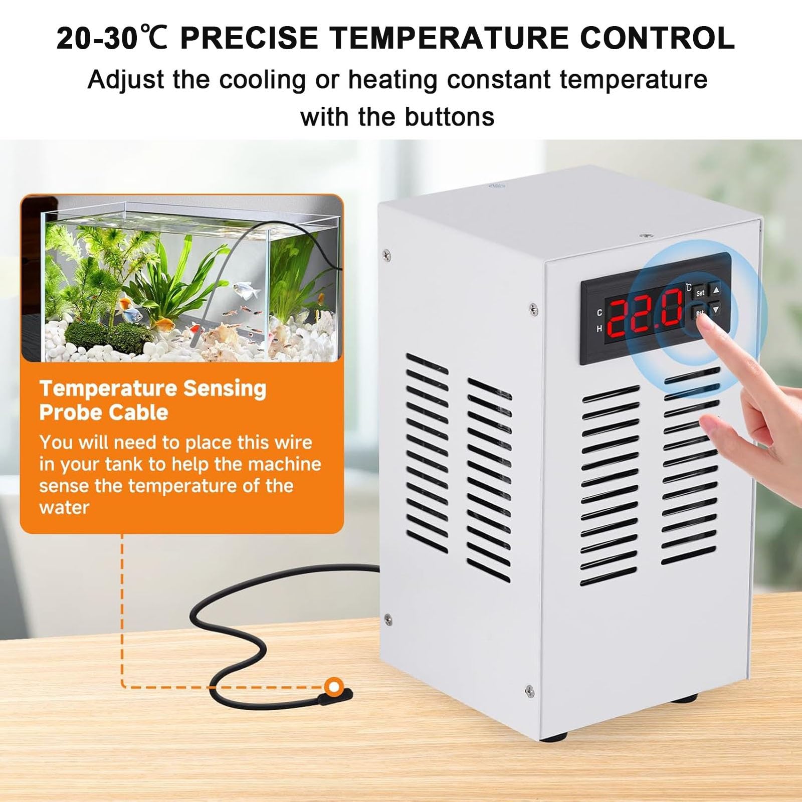 Refrigeratore Per Acquario Da 30 Litri Con Pompa E Tubo Flessibile, Mini Refrigeratore E Riscaldatore D'acqua 2 In 1, Refrigeratore Per Acquario 120W Per Acquario, Riscaldatore Per Acquario