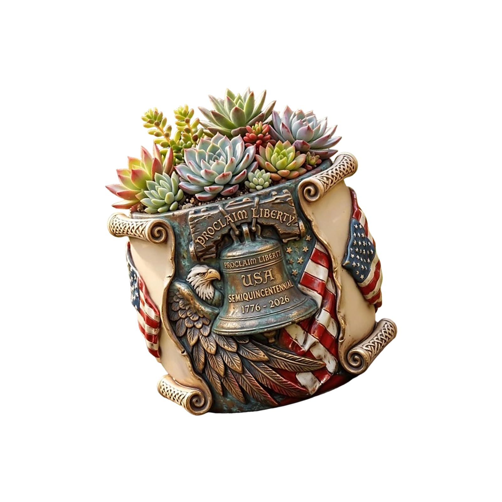 Mekalero 250Th Anniversary Succulents Pots Outdoor Indoor Small Planter Moderns Flower, Decorative Memorial Day Decors Patriotic