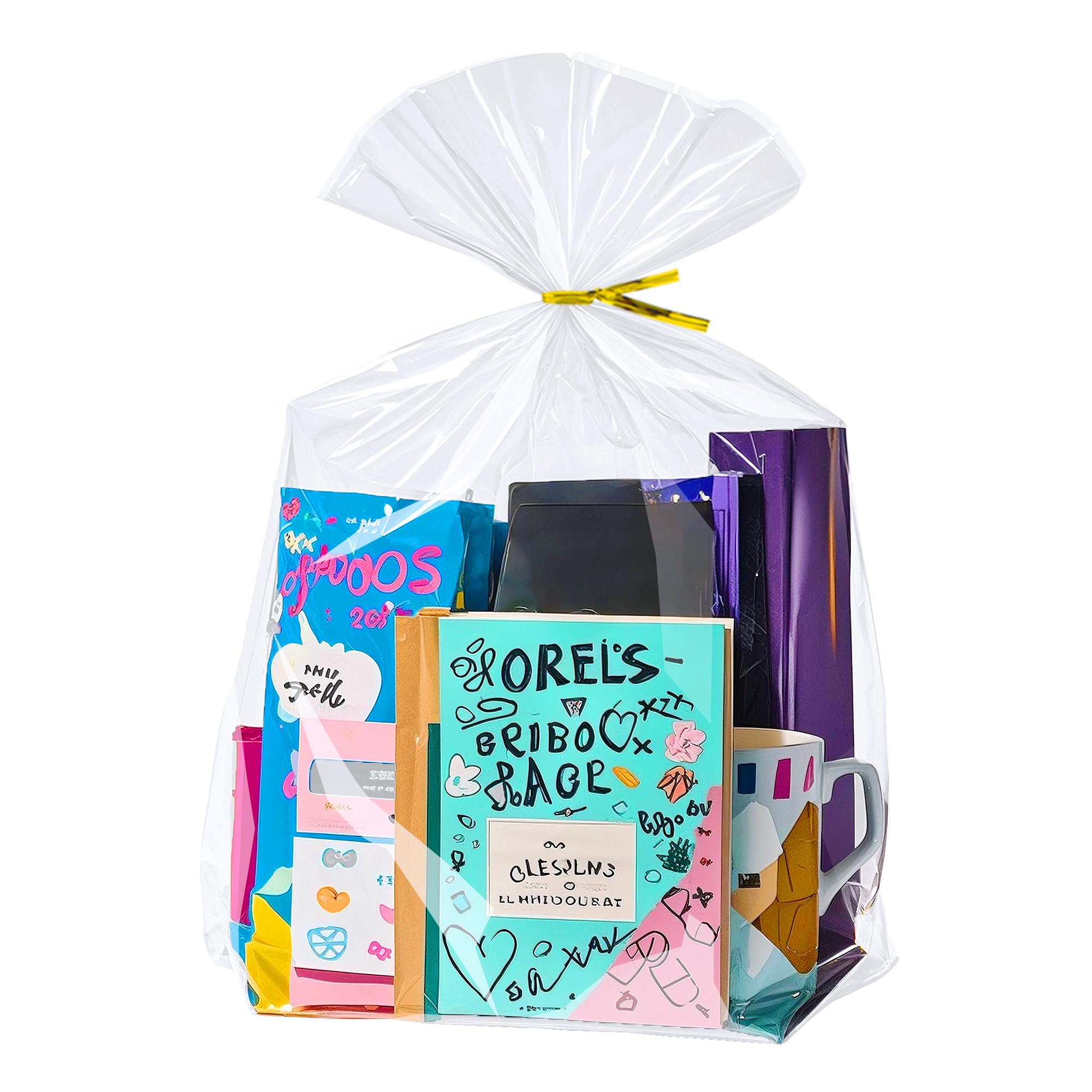 PigPotParty Cellophane Gift Bags 12x16 Inch, 50 Pack, Clear Goodie Bags