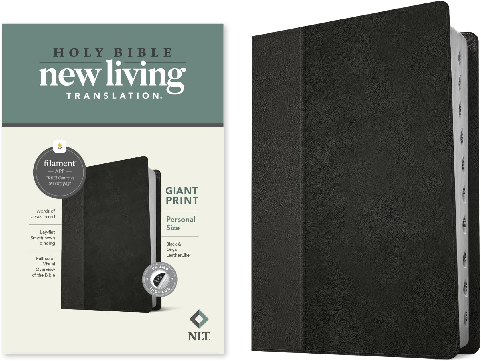 NLT Personal Size Giant Print Bible, Filament Enabled (LeatherLike, Black/Onyx, Indexed, Red Letter): Includes Free Access to the Filament Bible App ... Notes, Devotionals, Worship Music, and Video