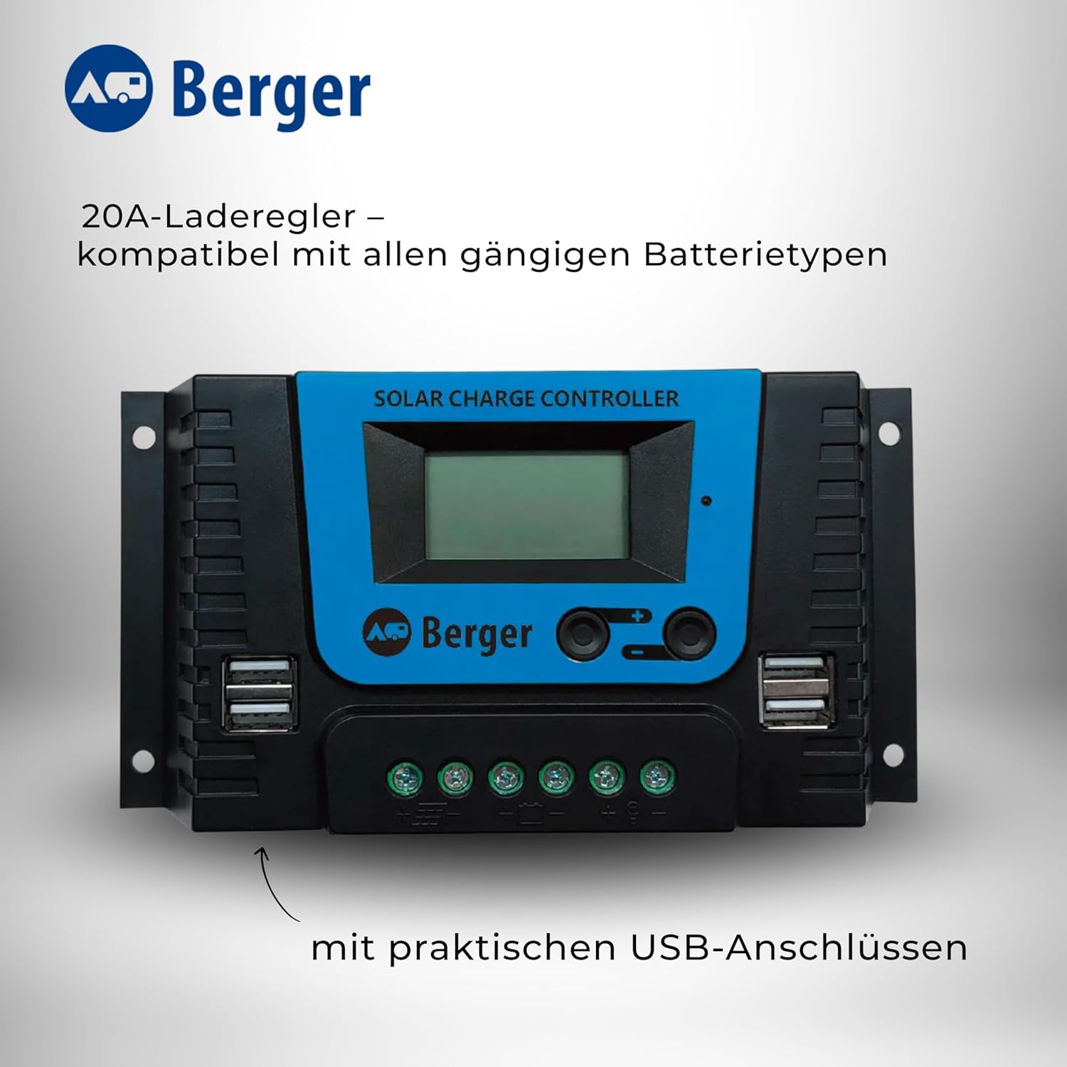 BERGER 20A Solar Charge Controller with USB ports
