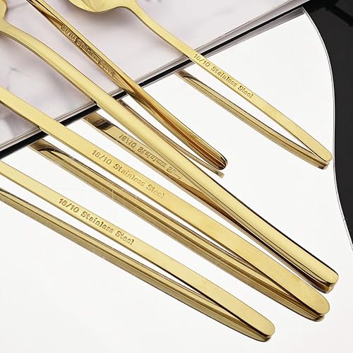 Miniatura 5 de JASHII Modern - Juego de cubiertos de acero inoxidable 1810, 24 piezas, para 6, cubiertos de acero inoxidable 1810, juego de cucharas y tenedores de