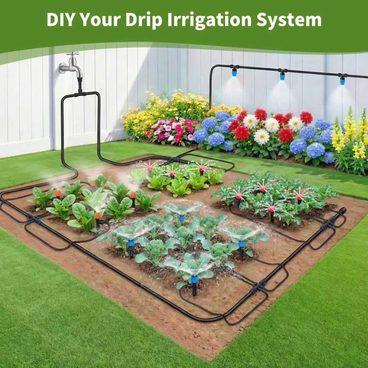 230FT Quick-Connect Drip Irrigation System Kit