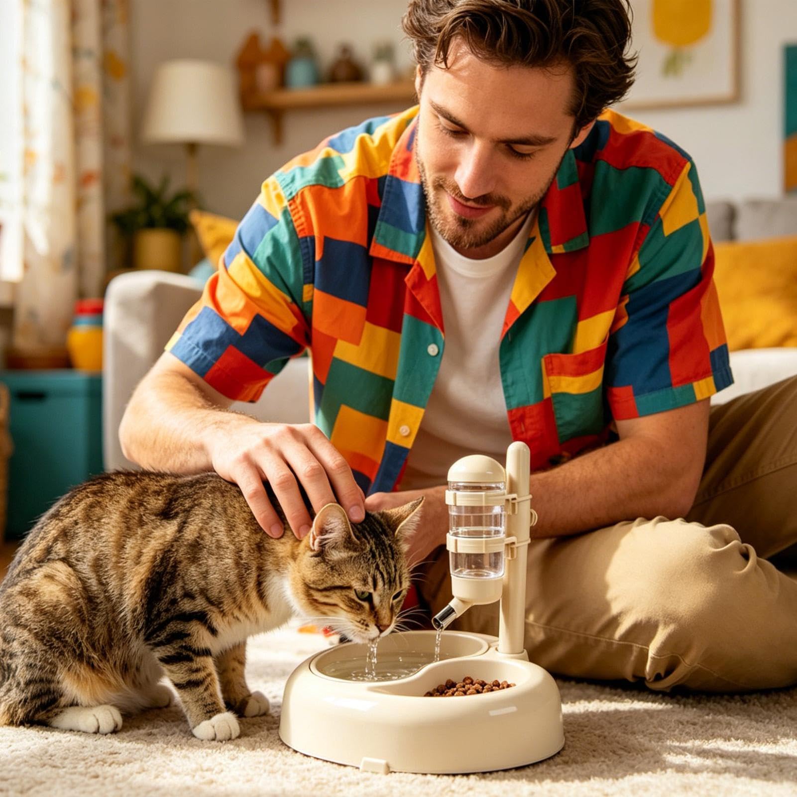 Cuenco de agua para alimentos y mascotas, altura ajustable, de