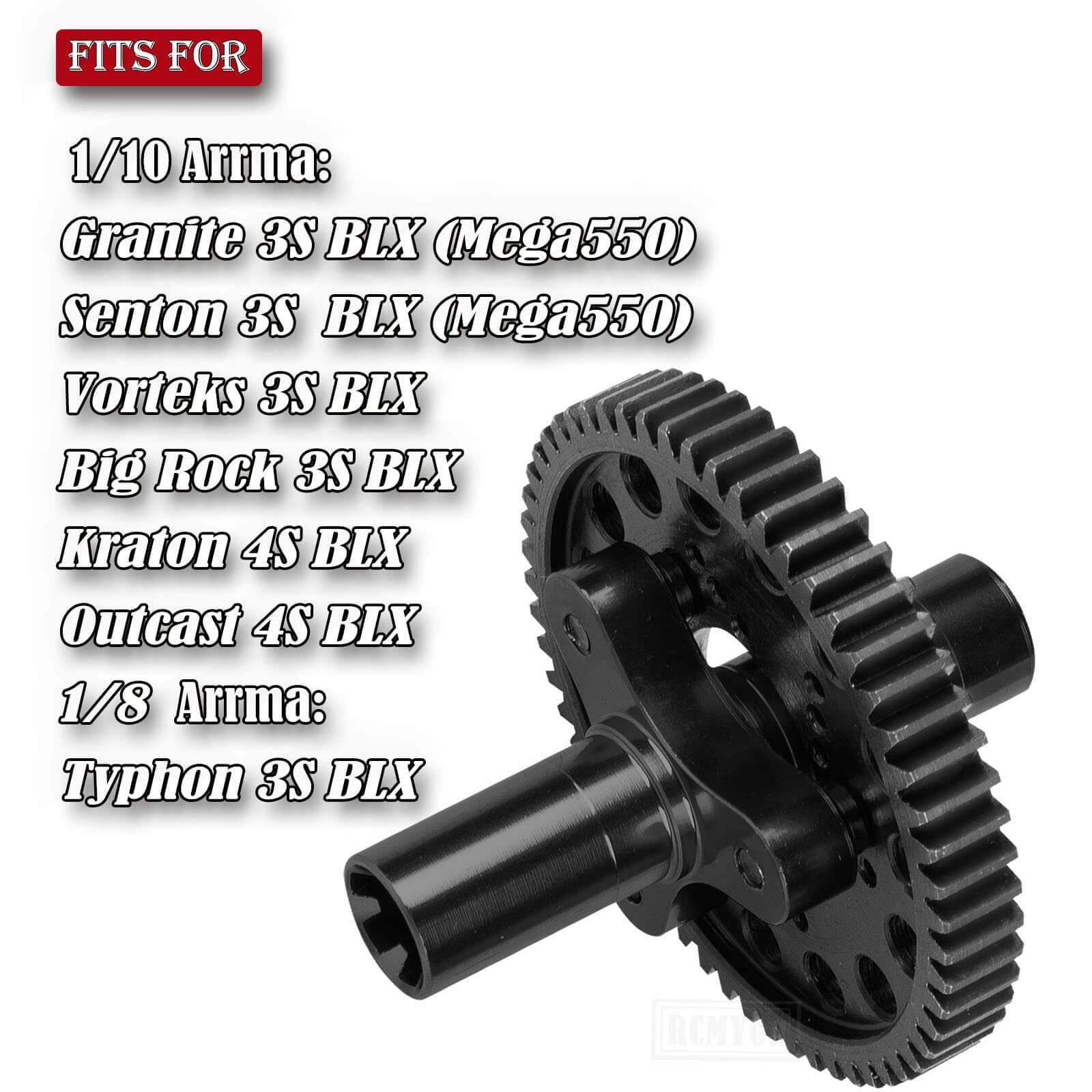 RCMYou Metal Spur Gear Slipper Clutch 57T(32dp) with 15T/16T/17T Pinions Gear Upgrades Part for Arrma 1/10 Granite/Senton/Big Rock/Vorteks 3s mega550,Kraton/Outcast 4S,Black