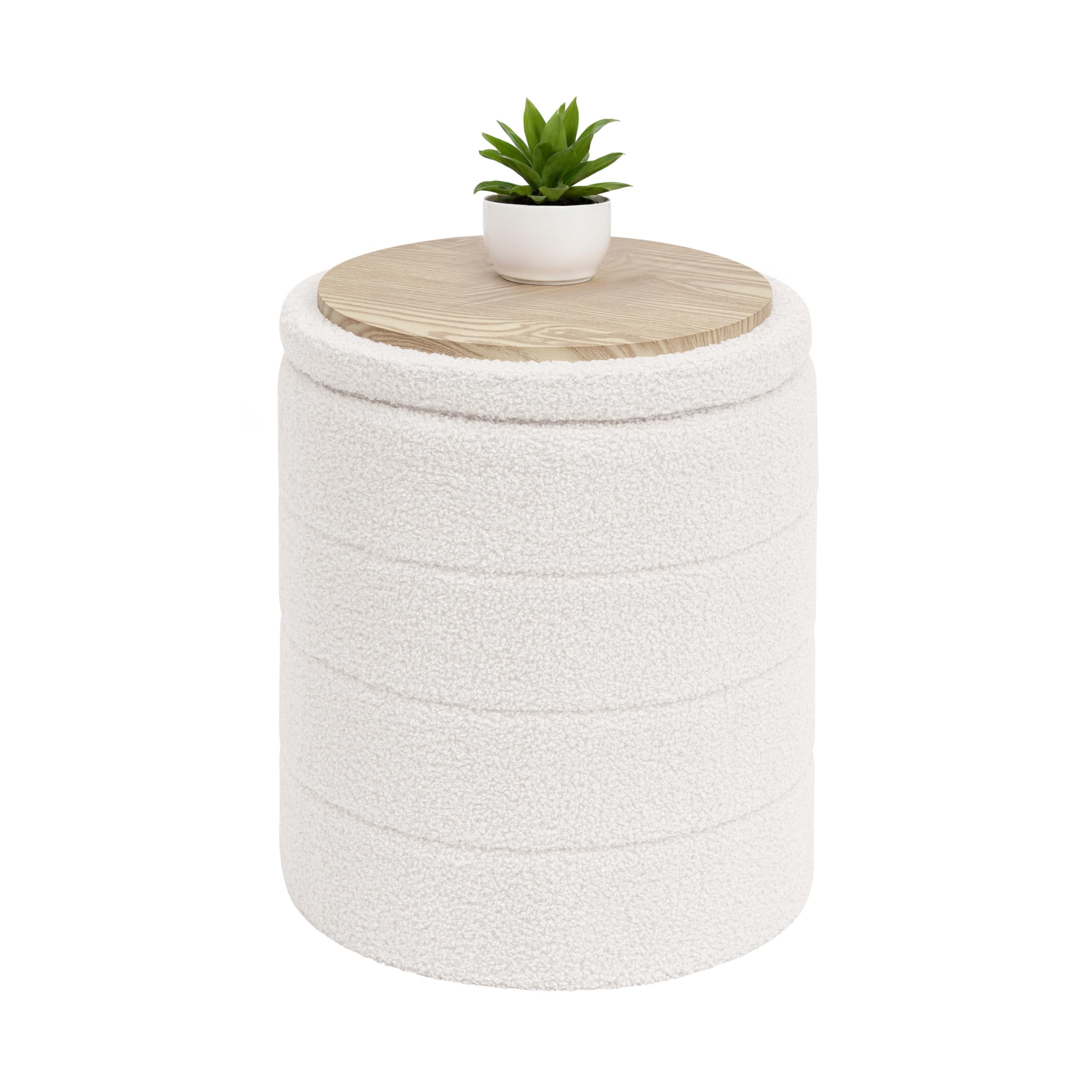 Bonlife Pouf Contenitore, Portaoggetti Piccolo Baule, Poggiapiedi Pieghevole Cubo, Cassapanca, per Ingresso, Soggiorno e Camera da Letto, Bianco, 37x37x45 cm
