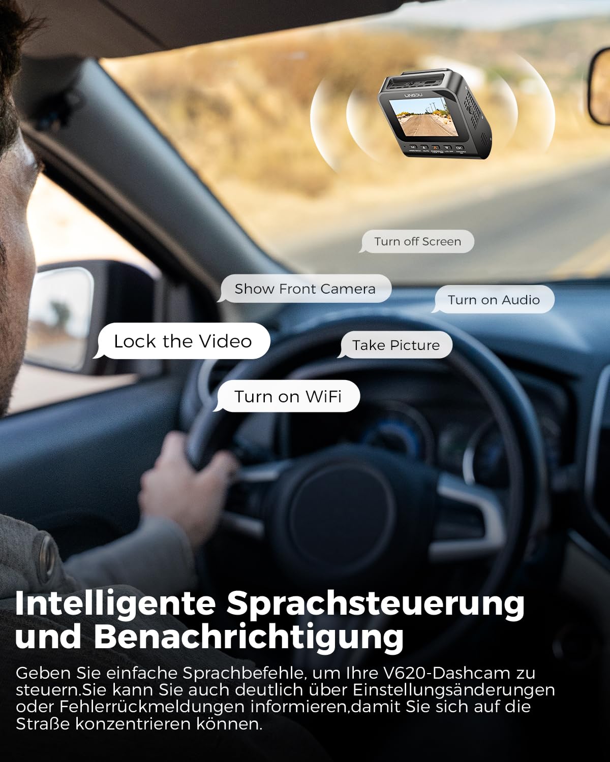 V620 Dashcam Auto Vorne Hinten 4K+1080P, WiFi 6, GPS, ADAS, F1.8