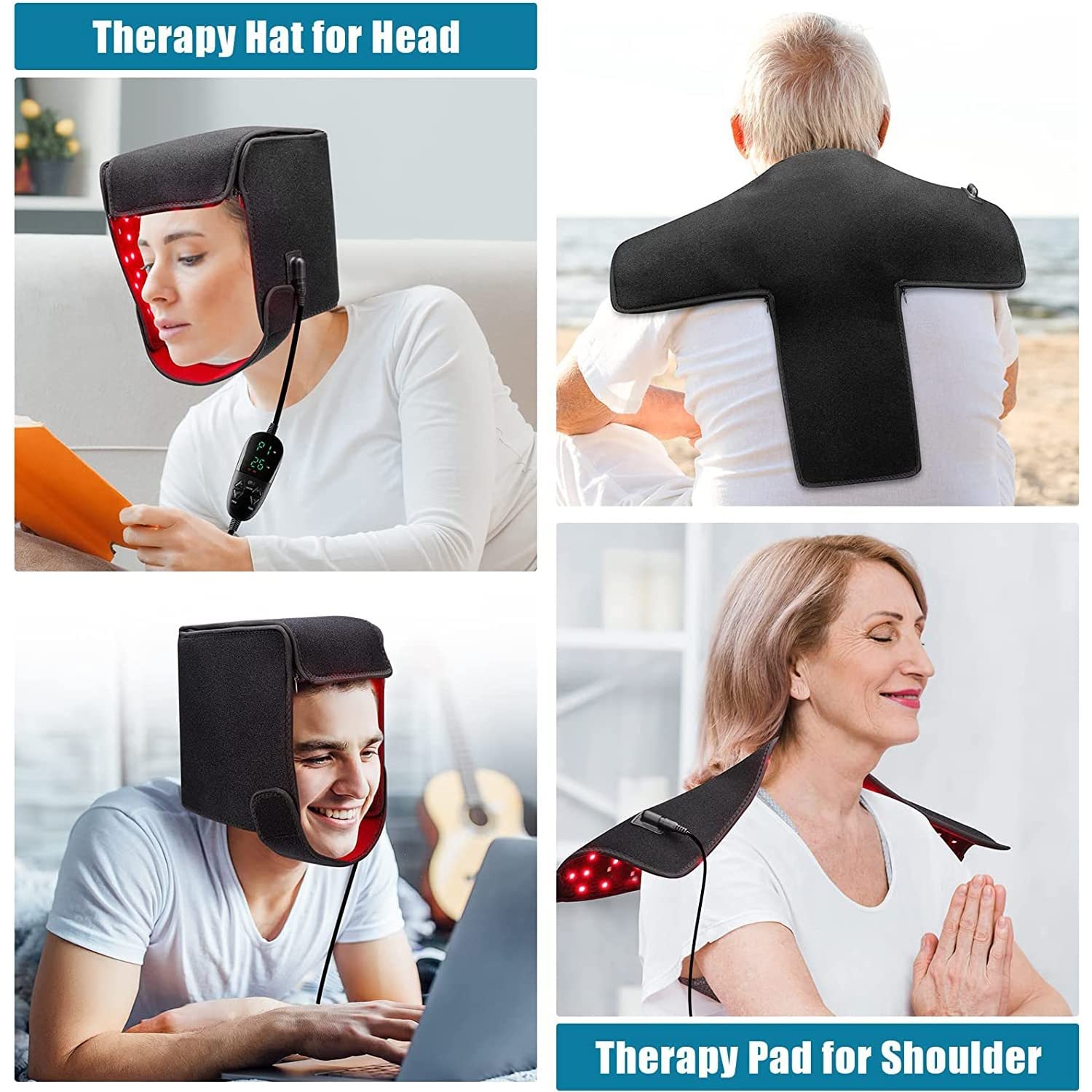 SBERNA Chapeau Thérapie par Lumière Rouge LED, 215Pcs LED 660Nm & 850Nm Near Infrared Therapy Device for Hair Loss Promote Fast Regrow Care Cap (Bonnet de Soins pour La Repousse Rapide des Cheveux)