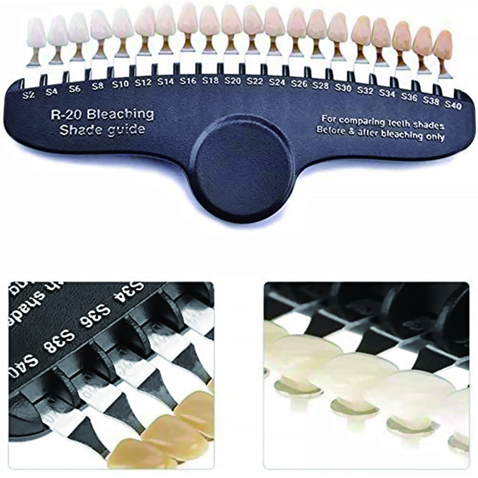 Comparateur de couleur dentaire - Guide d'ombre dentaire - 20 couleurs - Kit de blanchiment des dents 3D - Avec miroir - Blanchiment des dents - Soins buccaux