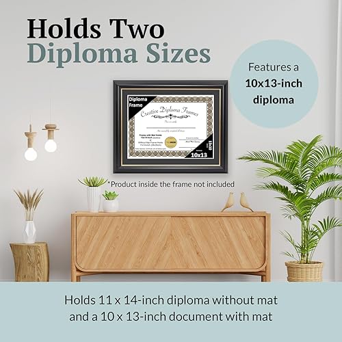 Miniatura 4 de Creative Picture Frames Marco de diploma Rockefeller de 10 x 13 pulgadas con borde dorado, muestra certificado de 10 x 13 pulgadas o documento de 11