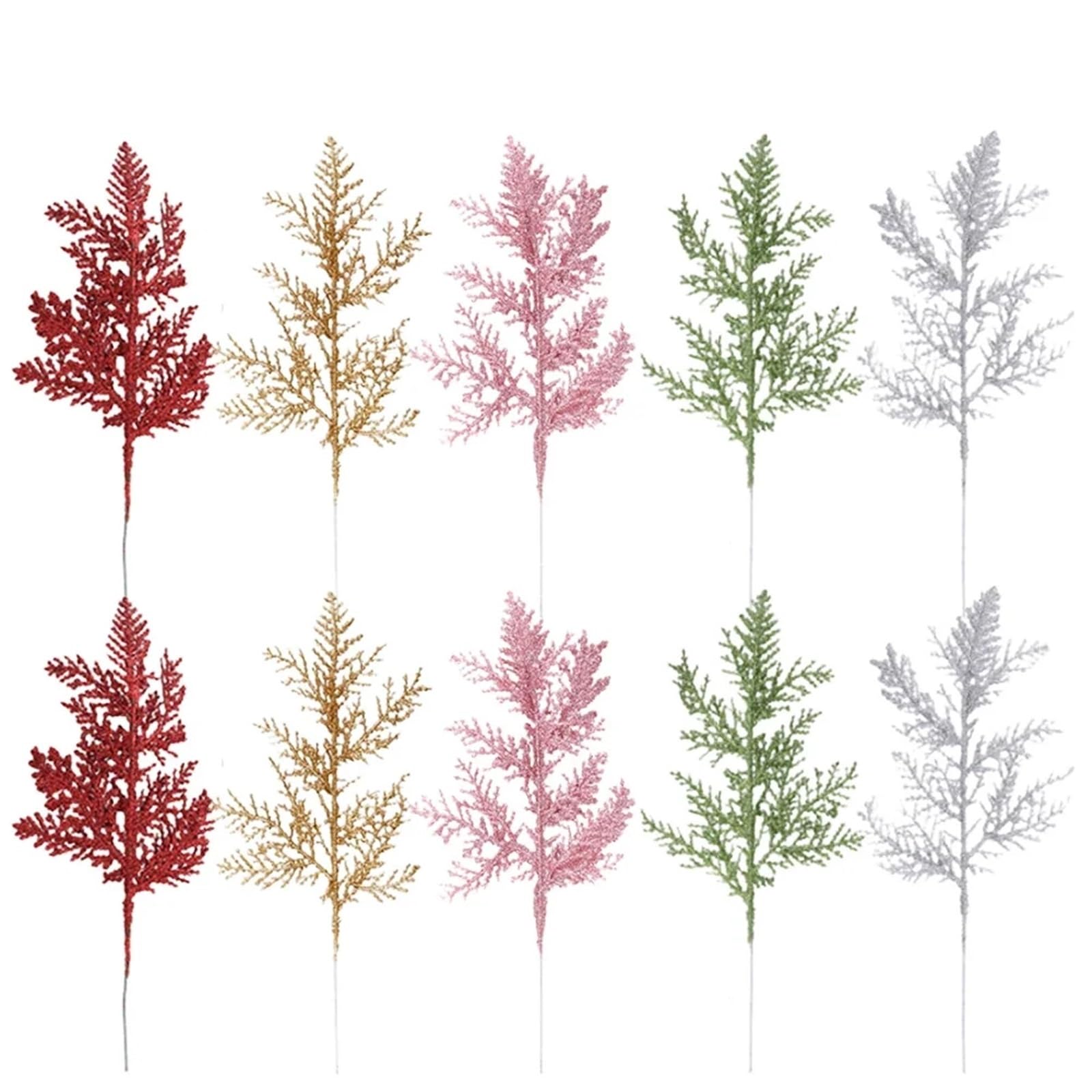 TGDGFKIAS Artificial Pine Branches, Christmas Glitter Artificial Pine Needles Pack Of 30 Multicolor(Onecolor)