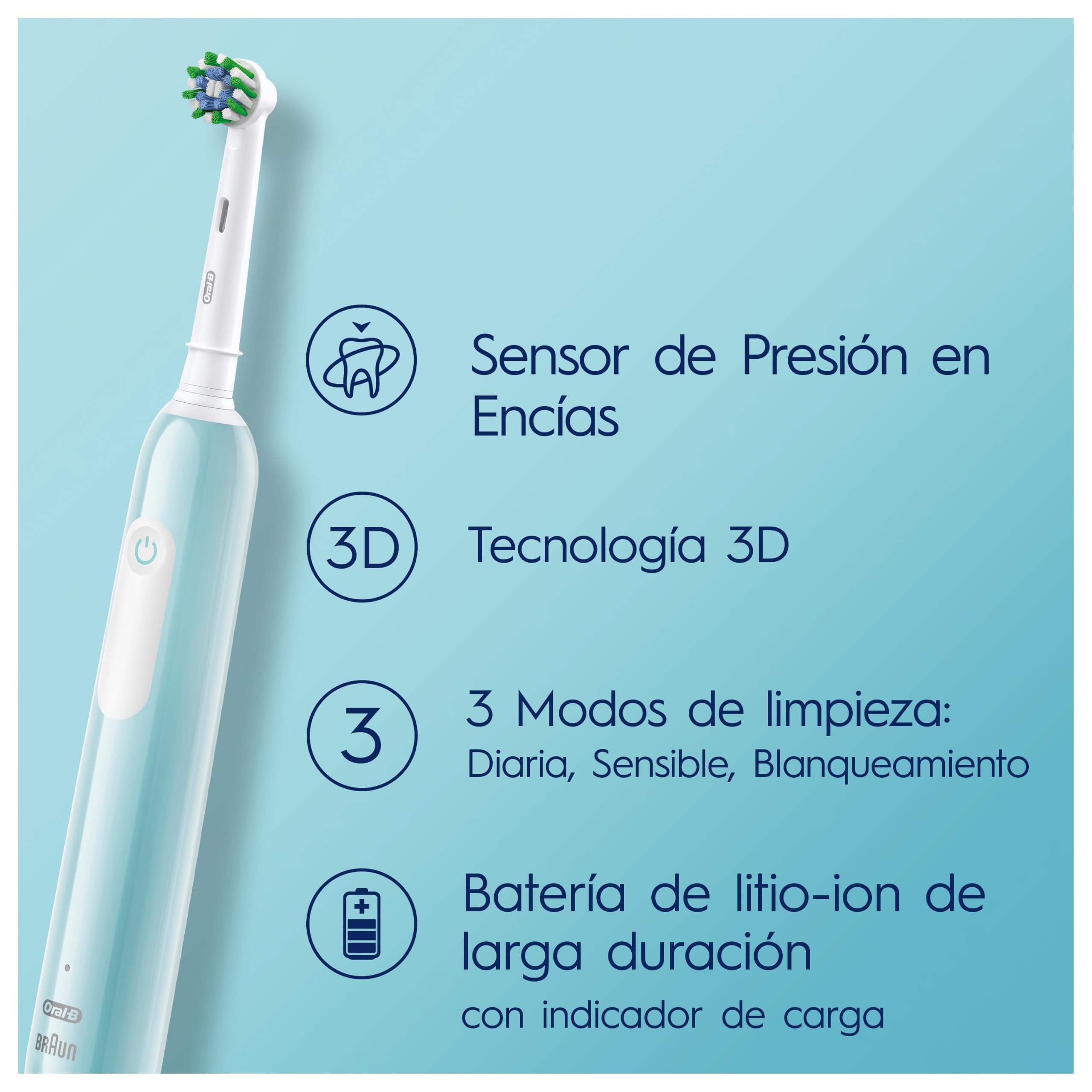 Oral-B Pro Series 1 Cepillos de Dientes Eléctricos con Mango Recargable + 1 Base, Diseñado Por Braun, Regalos Originales para Mujer y Hombre - Azul Y Negro