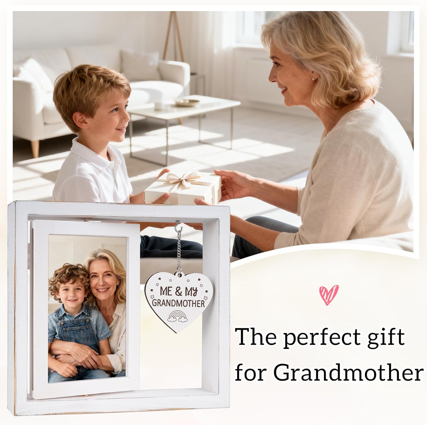 Nuowagify Me and My Grandmother Picture Frame, Grandma Gifts, New Grandma Gifts, Grandmother Birthday Gift from Granddaughter Grandchildren Grandkids, Mothers Days gift for Grandma