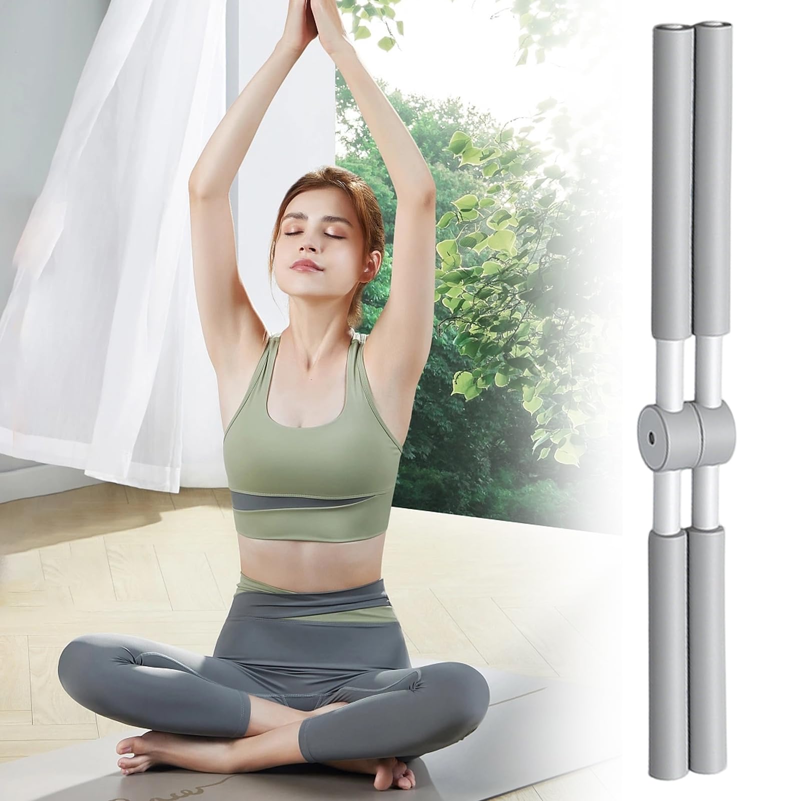 Barre de yoga correctrice de 2025 - Appareil d'entraînement pour la nuque et le dos - Avec noyau en acier inoxydable et mousse - Pour adultes et