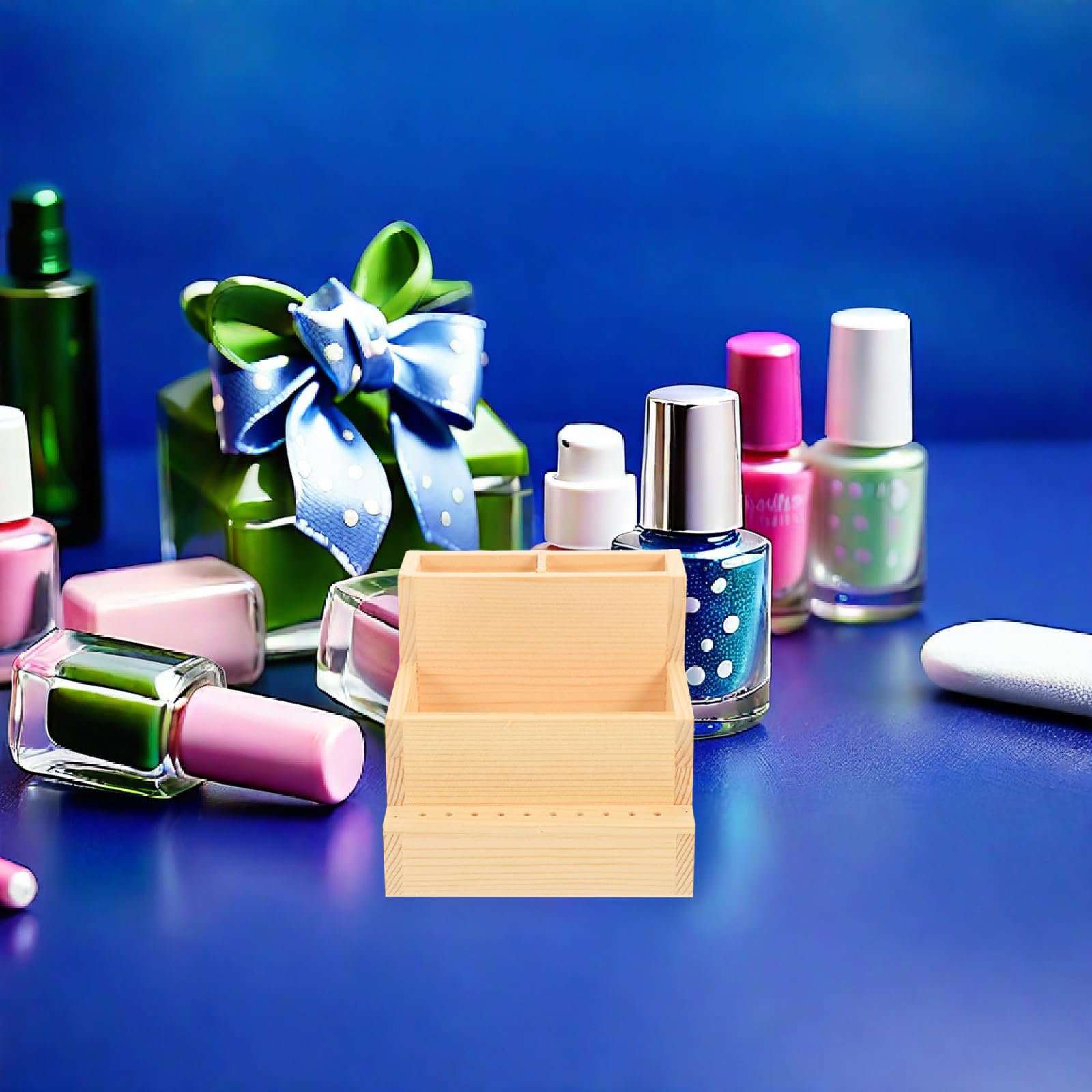 Porta Punte per Trapano Unghie in Legno Doppio Strato Custodia Portaoggetti Compatta per Manicure Professionale Organizer Salvaspazio per Accessori e Strumenti da Salone di