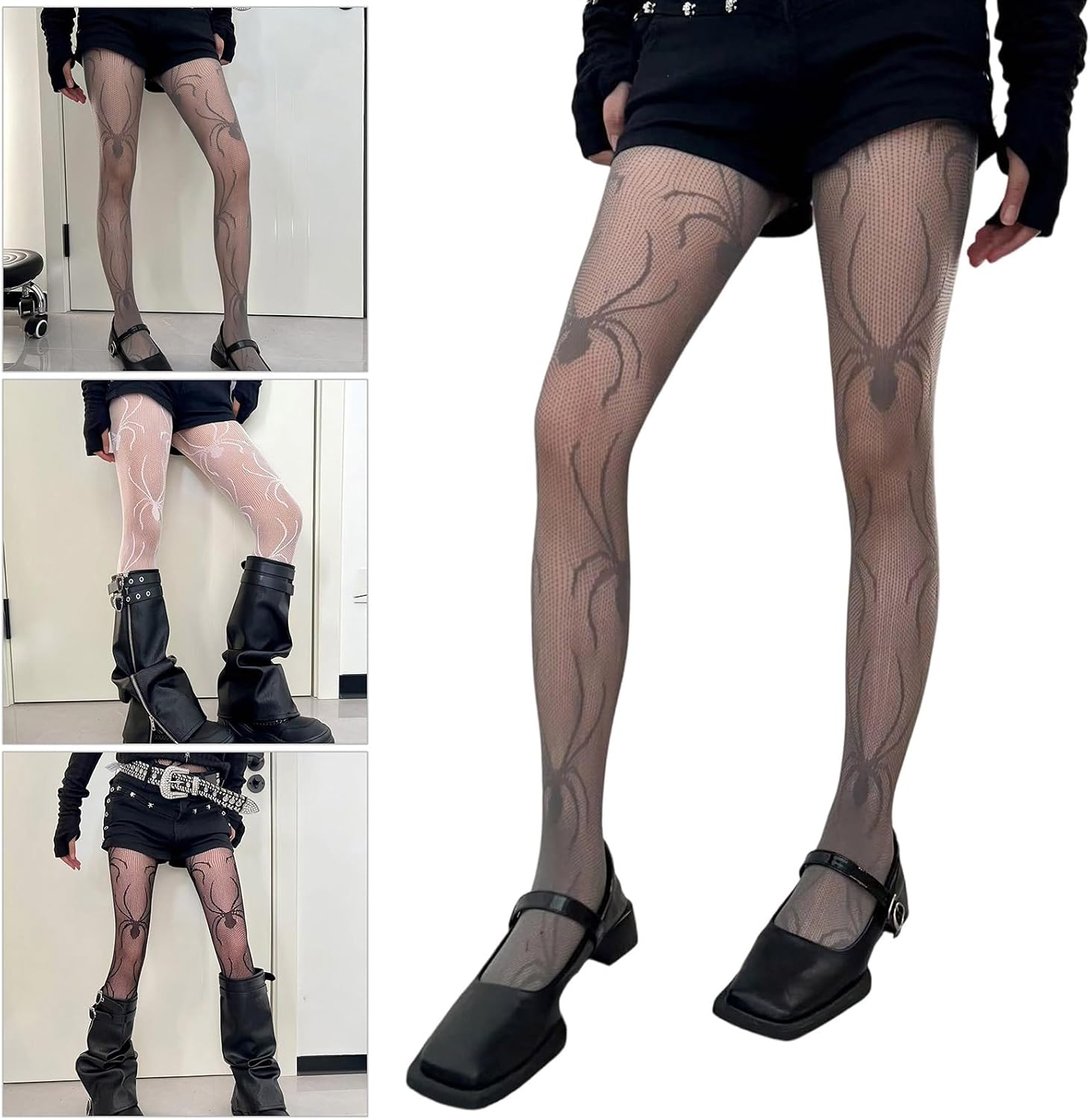 Women's Halloween Hollowout Spiderweb Fishnets Pantyhose Subcultures Punk Mesh Tights Cosplay Party Leggings Stockings