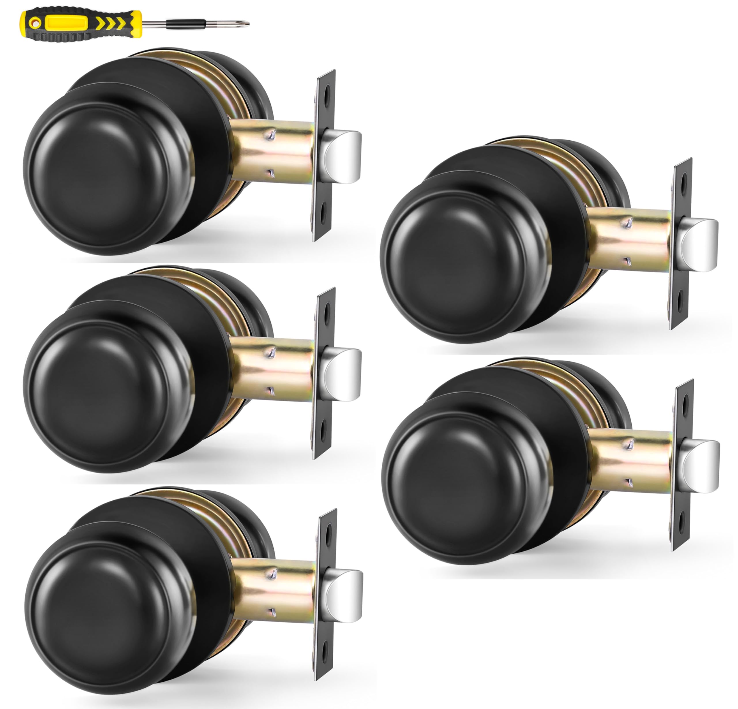 Lanwandeng (5 Pack) Passage Interior Door Knobs Hall and Closet Door Handle Keyless, Matte Black Finish Non-Locking Lockset