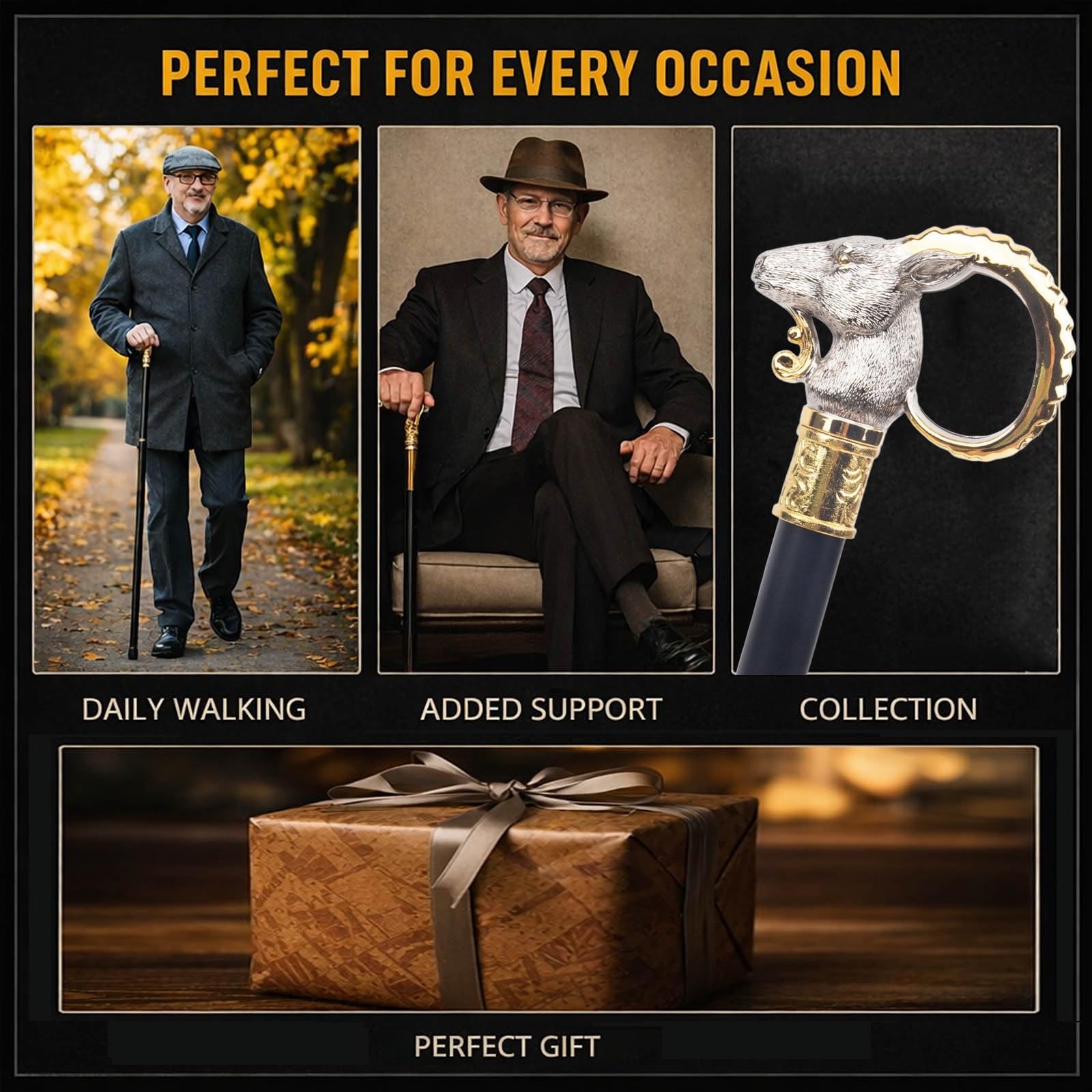 Bastón de 91 cm Silver Sheep Walking Stick - Bastón de un Solo Punto para Hombres y Personas Mayores con Buen Equilibrio - Bastón Plegable de 2 Piezas para Senderismo y Movilidad