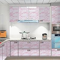 Vista 2 de PracticalWs 15.7 pulgadas × 118 pulgadas Papel tapiz de mármol rosa blanco adhesivo para pegar y despegar, encimeras autoadhesivas, vinilo