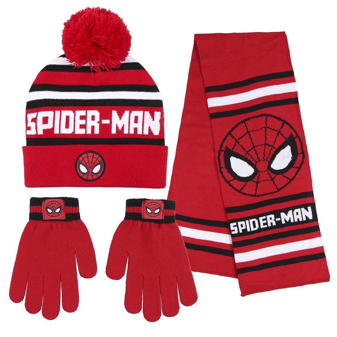 Cerdá Boy's Guantes Conjunto Gorro Mittens bufanda Spiderman Marvel, red, One Size