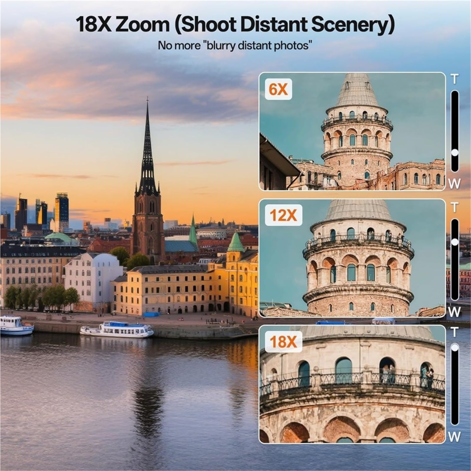 Kamera wideo, Aparat cyfrowy 5K do fotografii, aparaty cyfrowe 75 MP typu „punkt i fotografuj” 64 GB, podwójny obiektyw, 18-krotny zoom, autofokus, kamera WiFi do vlogowania(W07 White 64G Reader)
