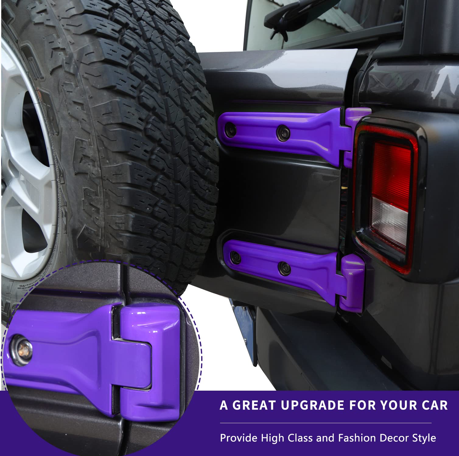 RT-TCZ Purple Tailgate Hinge Cover Trim For Jeep Wrangler JL JLU 2018-2024 - Exterior Decals, 2pcs - View #3