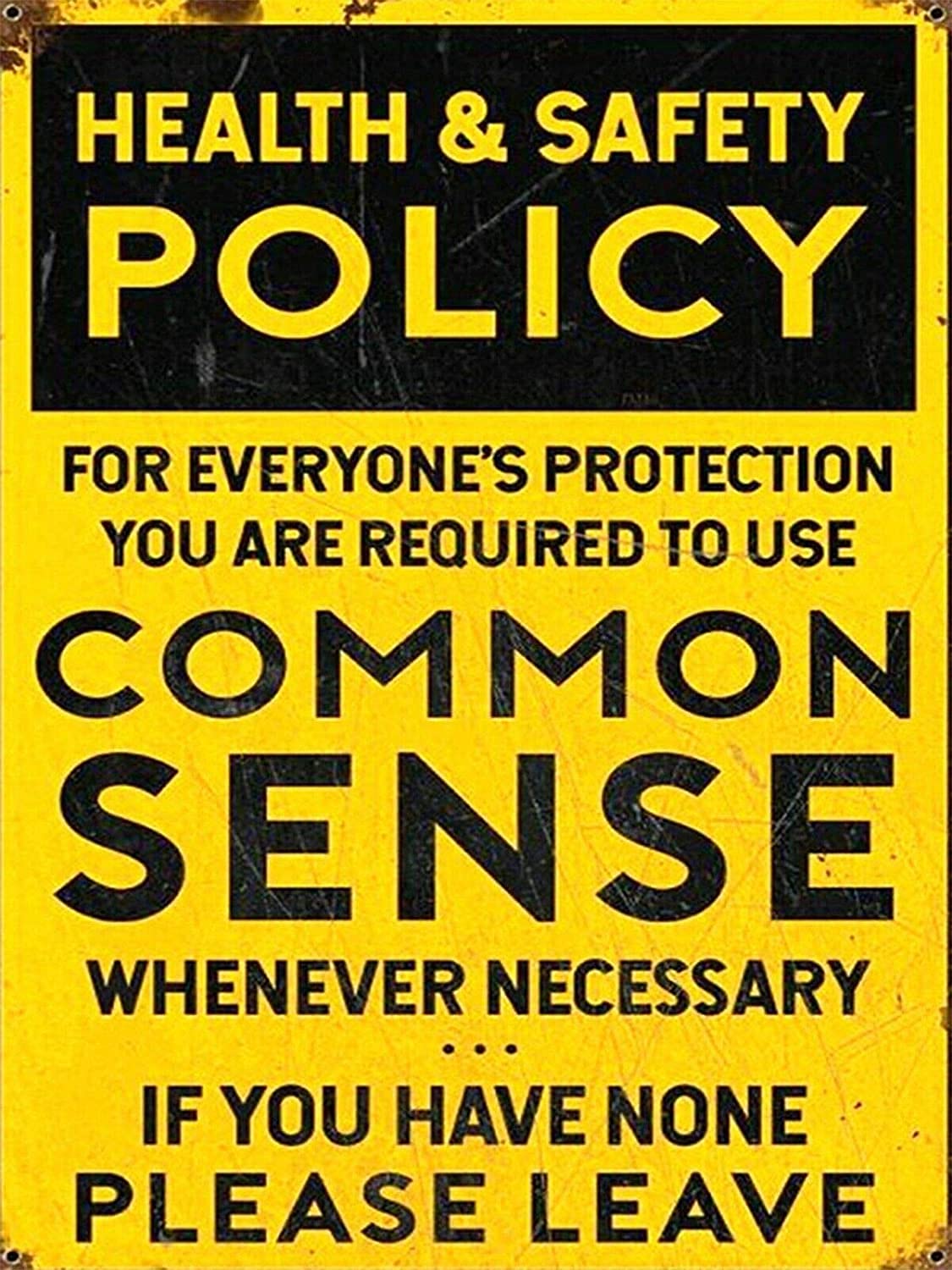RIFOSA 12"x8" Health And Safety Common Sense Metal Sign Bar Workshop Garage Shed Plaque