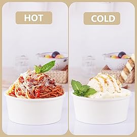 Belinlen 200 Count 5 OZ Disposable White Ice Cream Cups Medium Hot and Cold To Go Cups Paper Cup Takeout Food Container