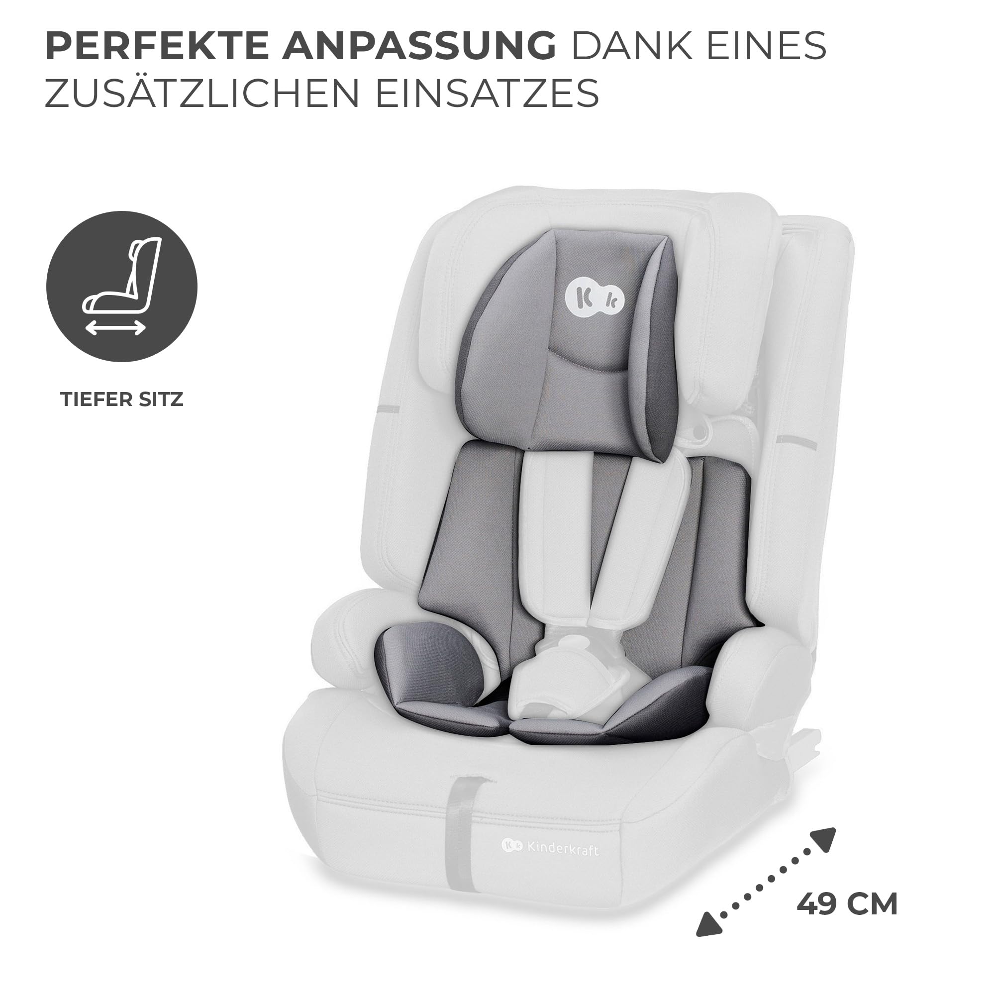 Kinderkraft SAFETY FIX 2 I-SIZE Kindersitz 76-150 cm 9-36 kg Isofix 5-Punkt-Gurte Grau