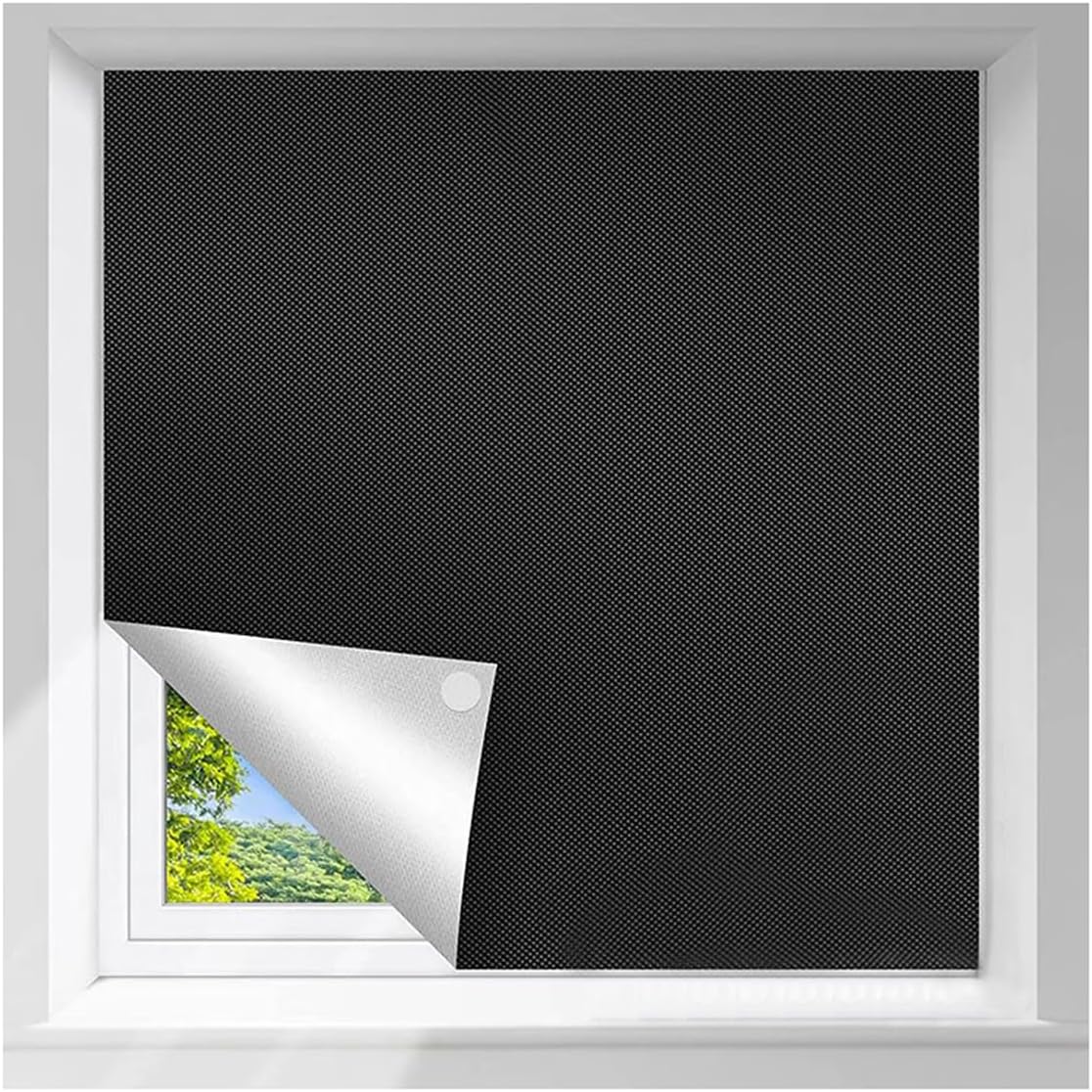 100% Blackout Window Shades 59x118.11 Inches Temporary Blackout Curtains with Adhesive Tapes, No Drill Window Blinds for Baby Nursery, Bedroom, Travel