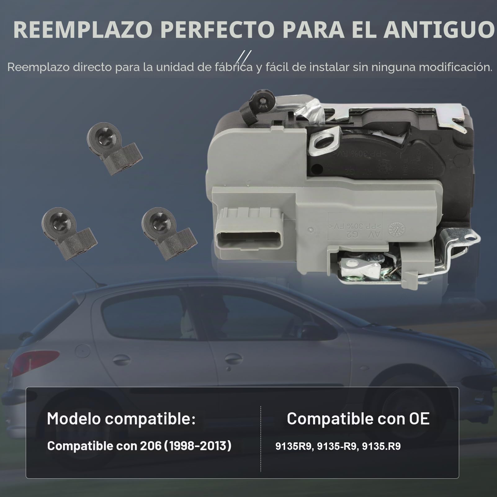 Cerradura de Puerta Delantera Izquierda Compatible para 206 (1998-2013) lado del conductor 9135R9