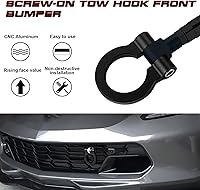 Vista 3 de Xotic Tech Sport Track Racing Style CNC Aluminio Tornillo de remolque Parachoques delantero compatible con Mazda 3 6 CX-5 MX-5 o Cadillac XLR o Negro