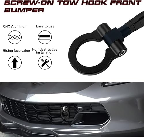 Miniatura 3 de Xotic Tech Sport Track Racing Style CNC Aluminio Tornillo de remolque Parachoques delantero compatible con Mazda 3 6 CX-5 MX-5 o Cadillac XLR o