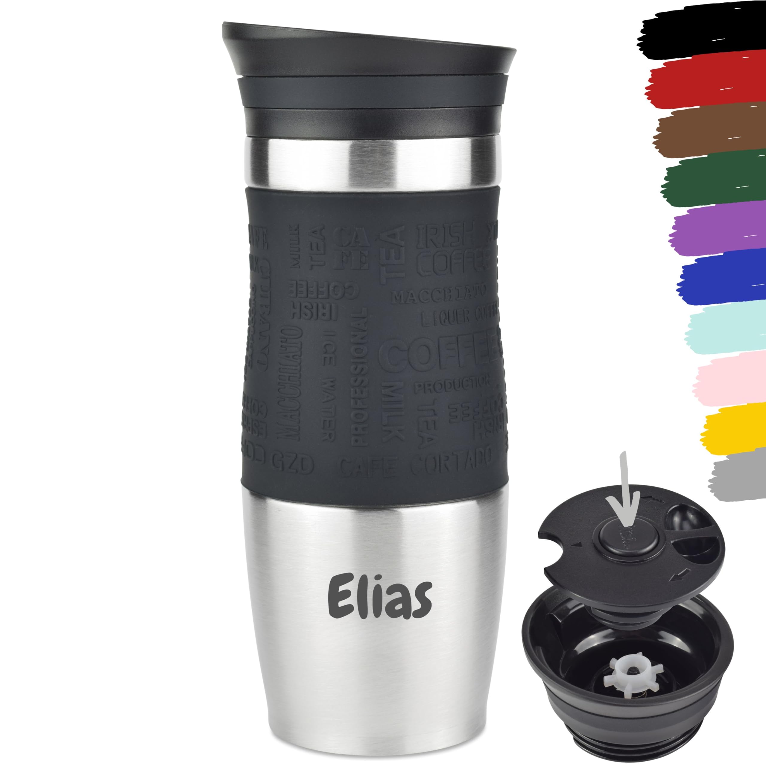 Milu Insulated Coffee Mug with Engraving - 370ml 450ml - Personalised Gift idea Christmas Birthday Gift for Men Women Mum dad Girlfriend (370ml)