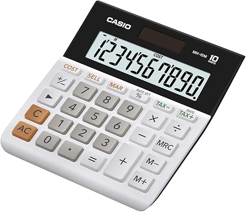 Casio Calculadora de escritorio MH-10M – Pantalla grande de 10 dígitos | Costo/Venta/Margen e Impuestos | Ideal para uso doméstico y de oficina