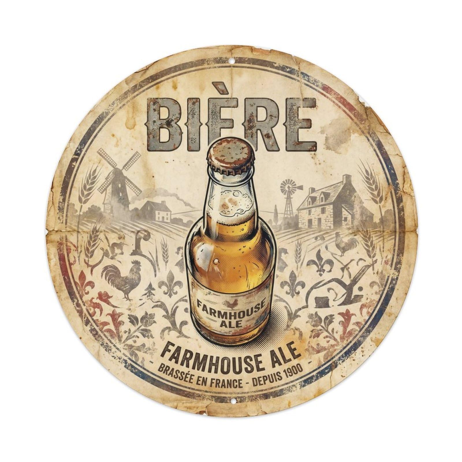 Craft Beer Beverage European Pub Culture Weathered Metal Tin Sign