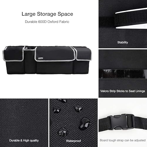 Miniatura 3 de Organizador de maletero para SUV y coche  Organizador colgante plegable con 4 bolsillos correa ajustable duradera y se adapta a la mayoría de