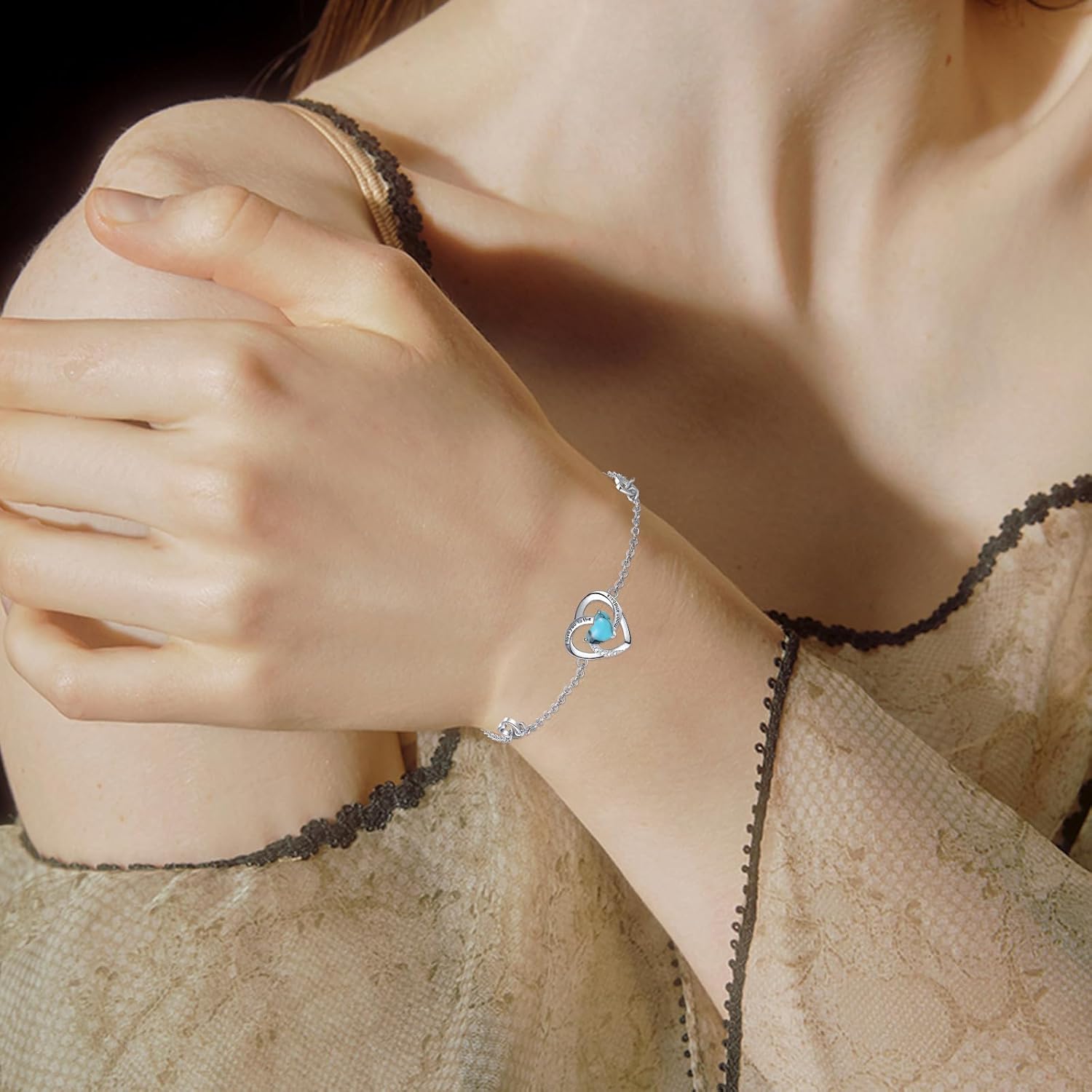 Cuoka I Love You to The Moon and Back Bracelet 925 Sterling Silver Heart Adjustable Bracelet Jewelry for Women with Gifts Box