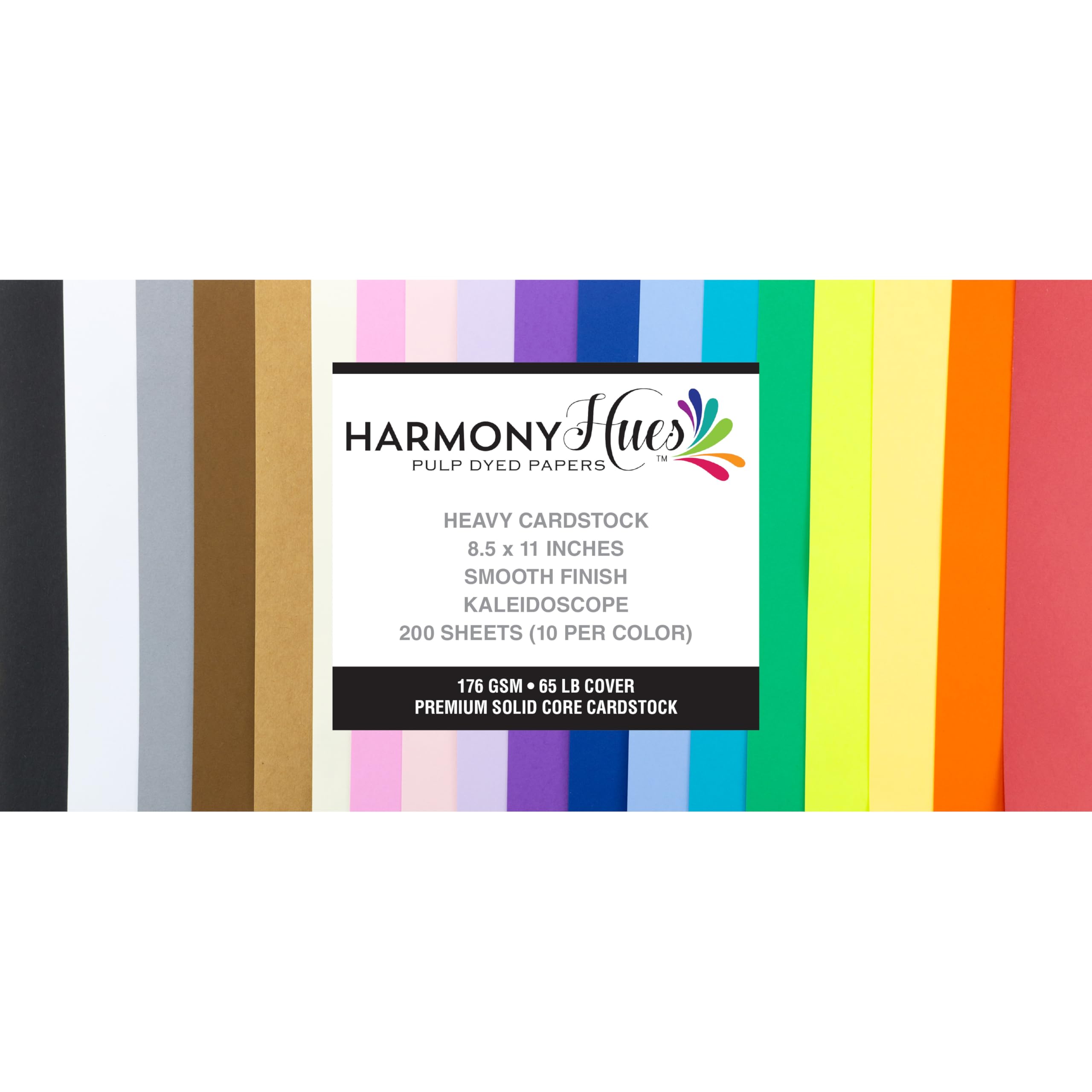 Cardstock 8,5 x 11 Papierpackung – 29,5 kg Karton für Bastelarbeiten, Kartenherstellung, Drucker, 200 Scrapbook-Blätter, verschiedene Farben, doppelseitig mit festem Kern, Kaleidoskop
