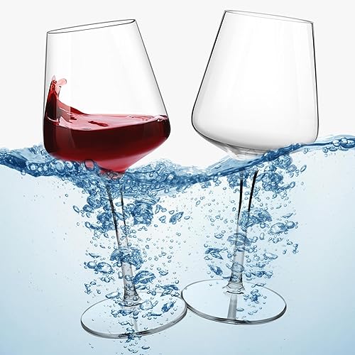 Miniatura 2 de MICHLEY Copas de vino flotantes para piscina, de 15 onzas, irrompibles de plástico Tritan con tallo de vino tinto, ideales para playa, bar, camping,